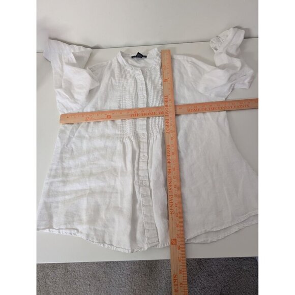 Grace Elements 100% Linen Smocked Shirt Womens Size XL White Button Front - Picture 10 of 12